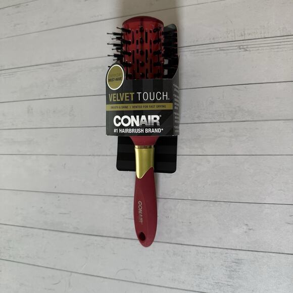 Conair Velvet Touch Vented Round Hair Brush Red or Blue Smooth & Shine Blow Dry - Picture 1 of 14